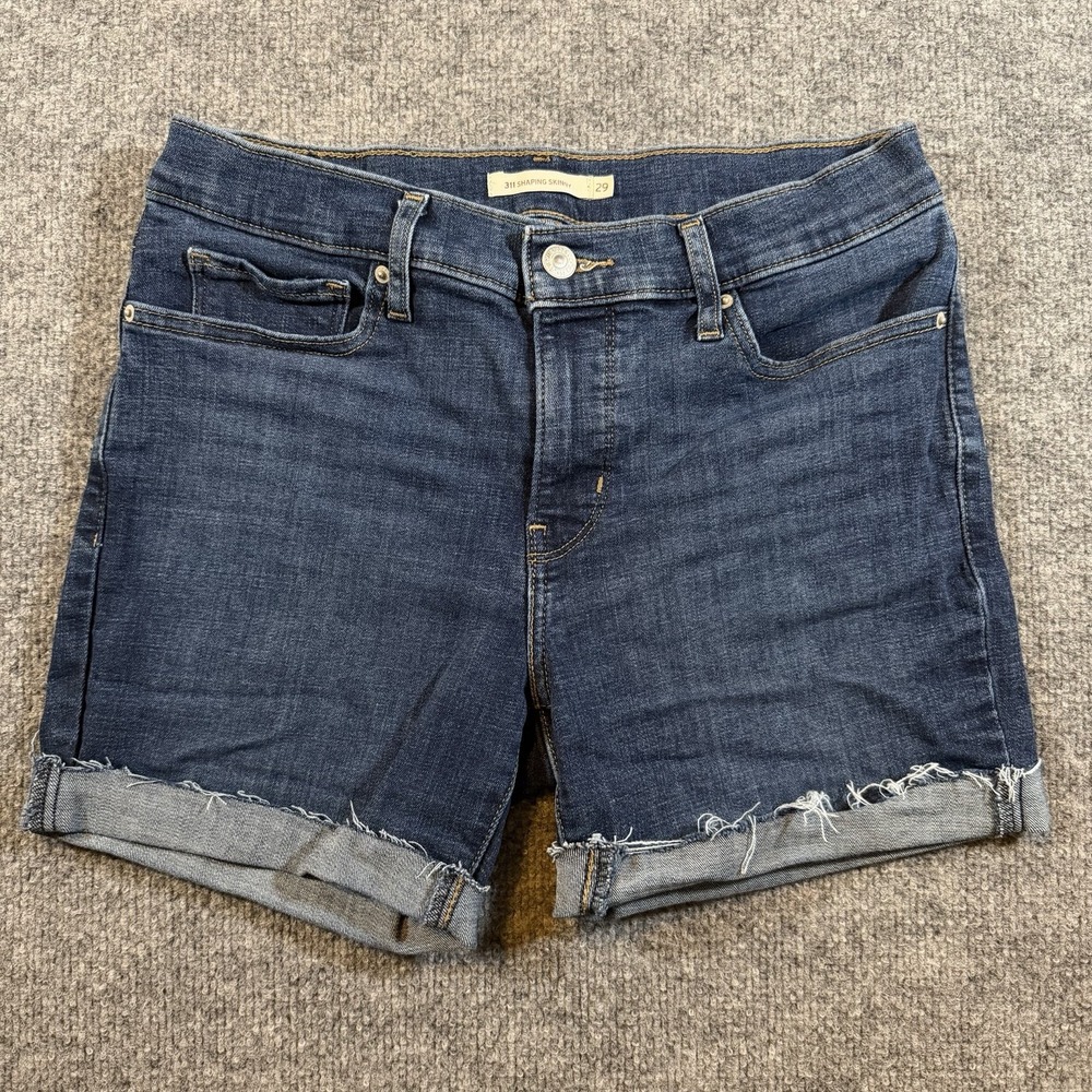 Levi's 311 Shaping Skinny Cuffed‎ Denim Dark Wash Shorts Size 29